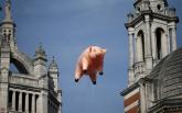 A pig floats above the V&A